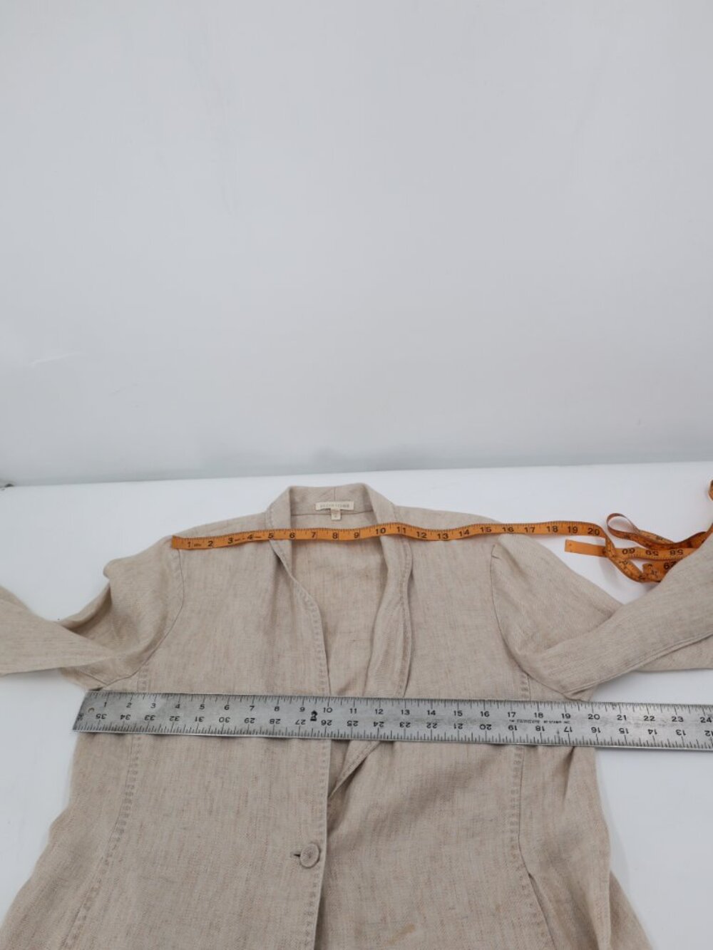 Eileen fisher Blazer Womens medium one Button Single Breasted Linen blend pocket - Picture 10 of 12